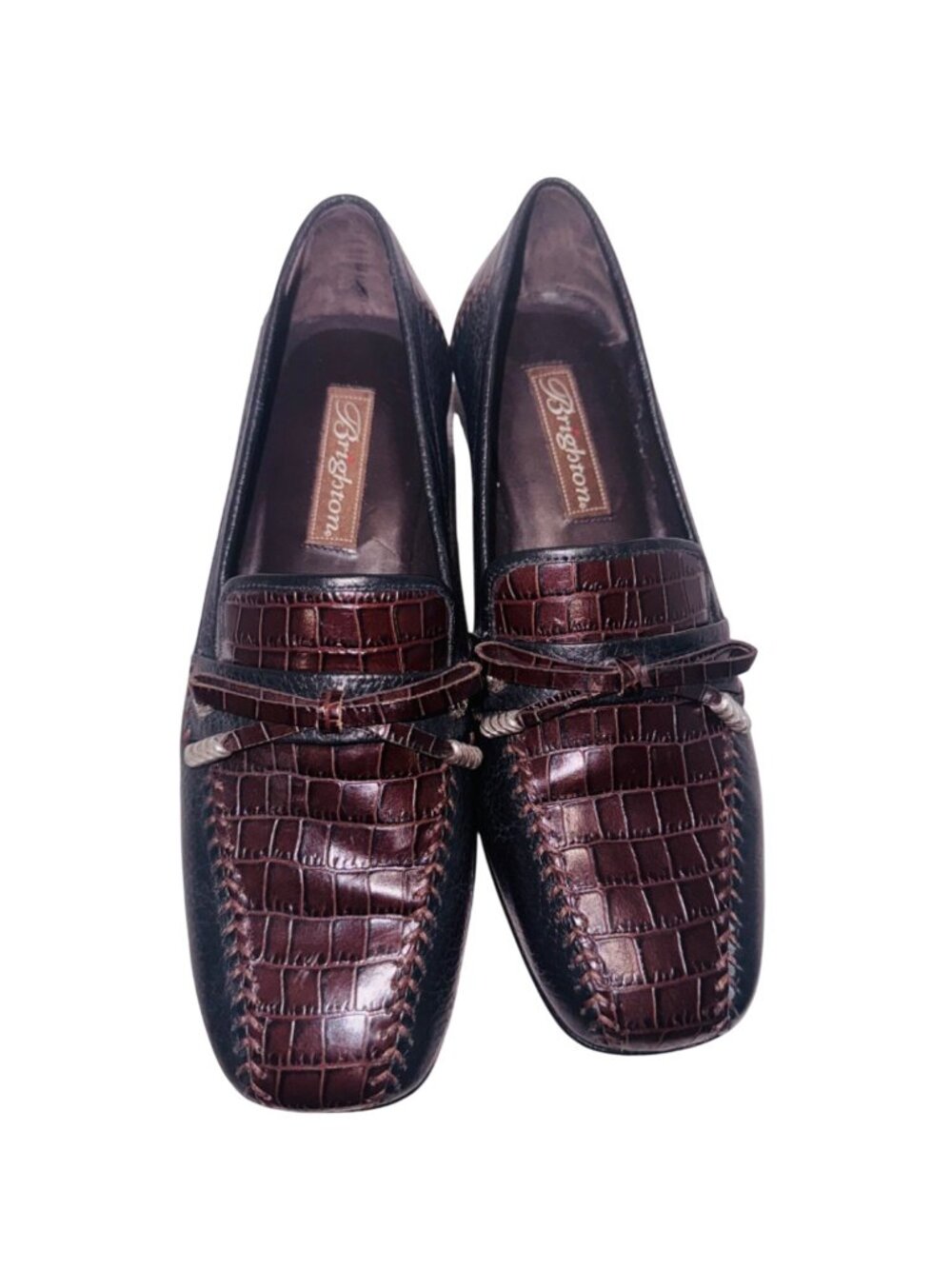 Brighton Brown Croc-Embossed Leather Loafers